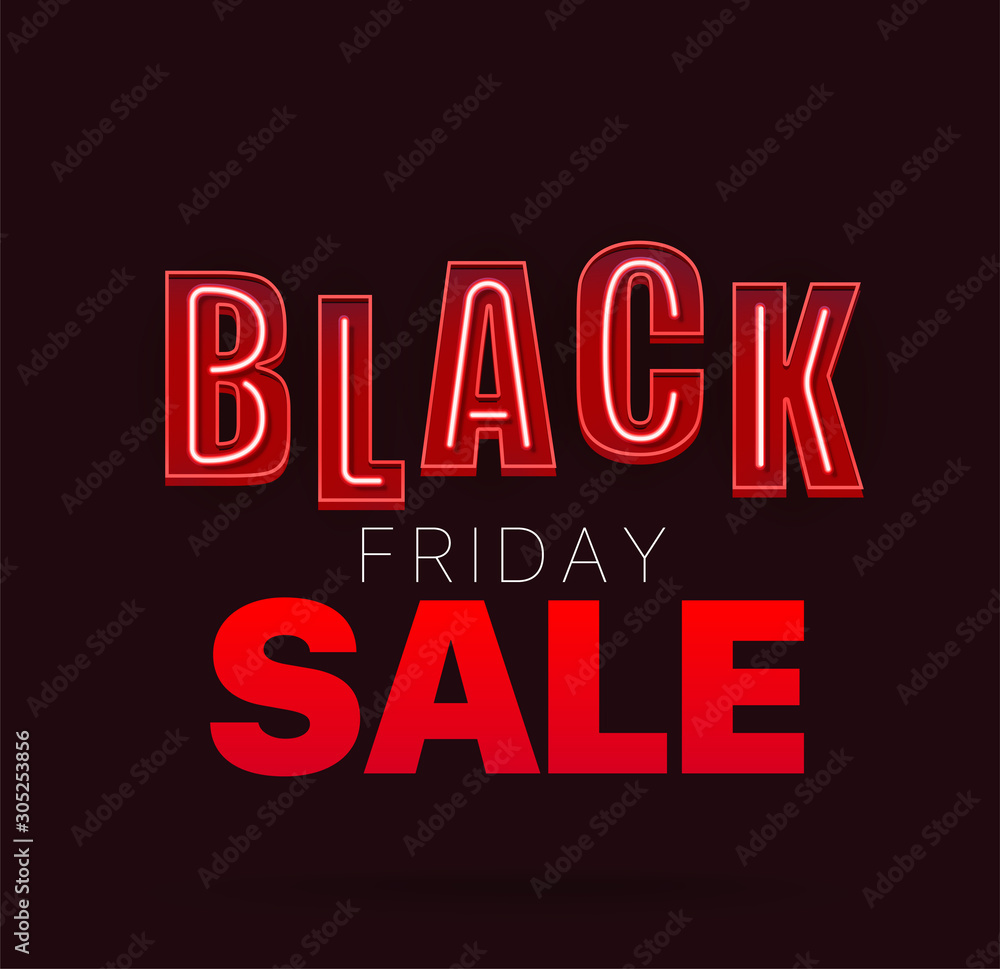 Fototapeta premium Black friday vector concept with neon letters
