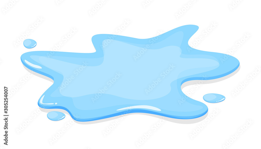 Water puddle vector isolated. Blue autumn natural liquid