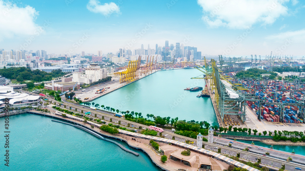 Fototapeta premium international port in Singapore near Sentosa Island
