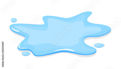 Water puddle vector isolated. Blue autumn natural liquid