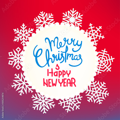 Winter holidays greeting card template with lettering inscription