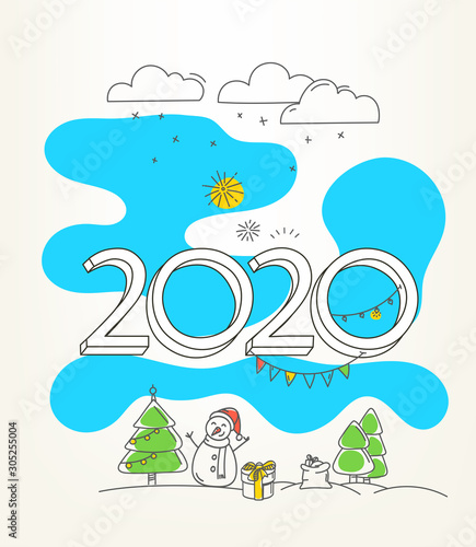 Happy new year 2020 vector greeting card