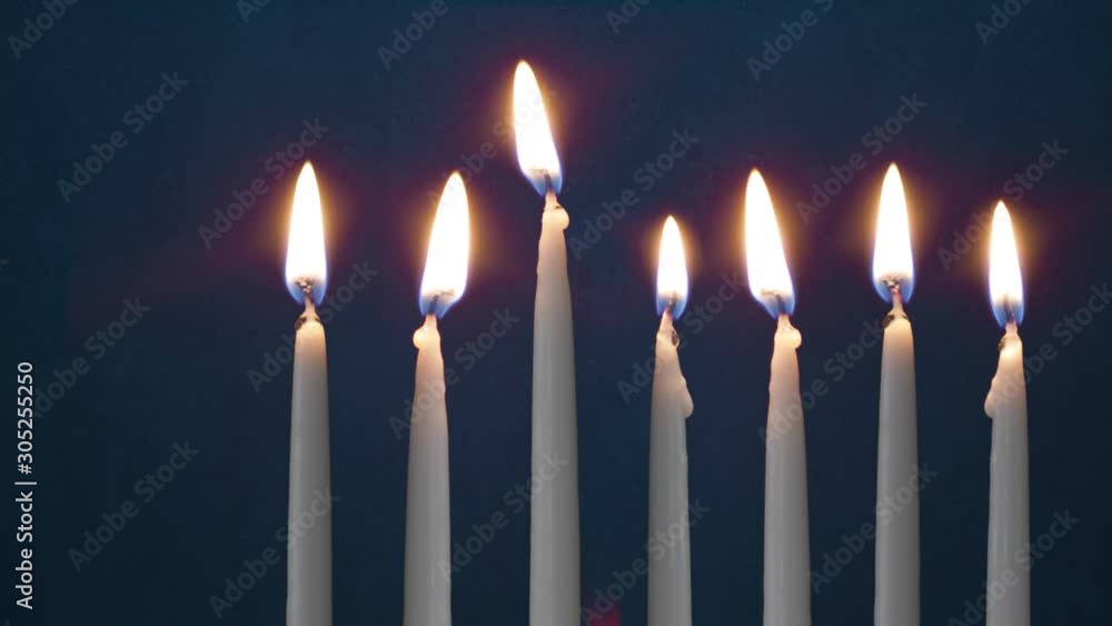 Video Of Six Lit Hanukkah Candles ON GRUNGE BACKGROUND And Shamash Video Of Six Lit Hanukkah Candles ON GRUNGE BACKGROUND And Shamash