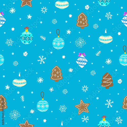 Seamless pattern of different winter holiday accesories