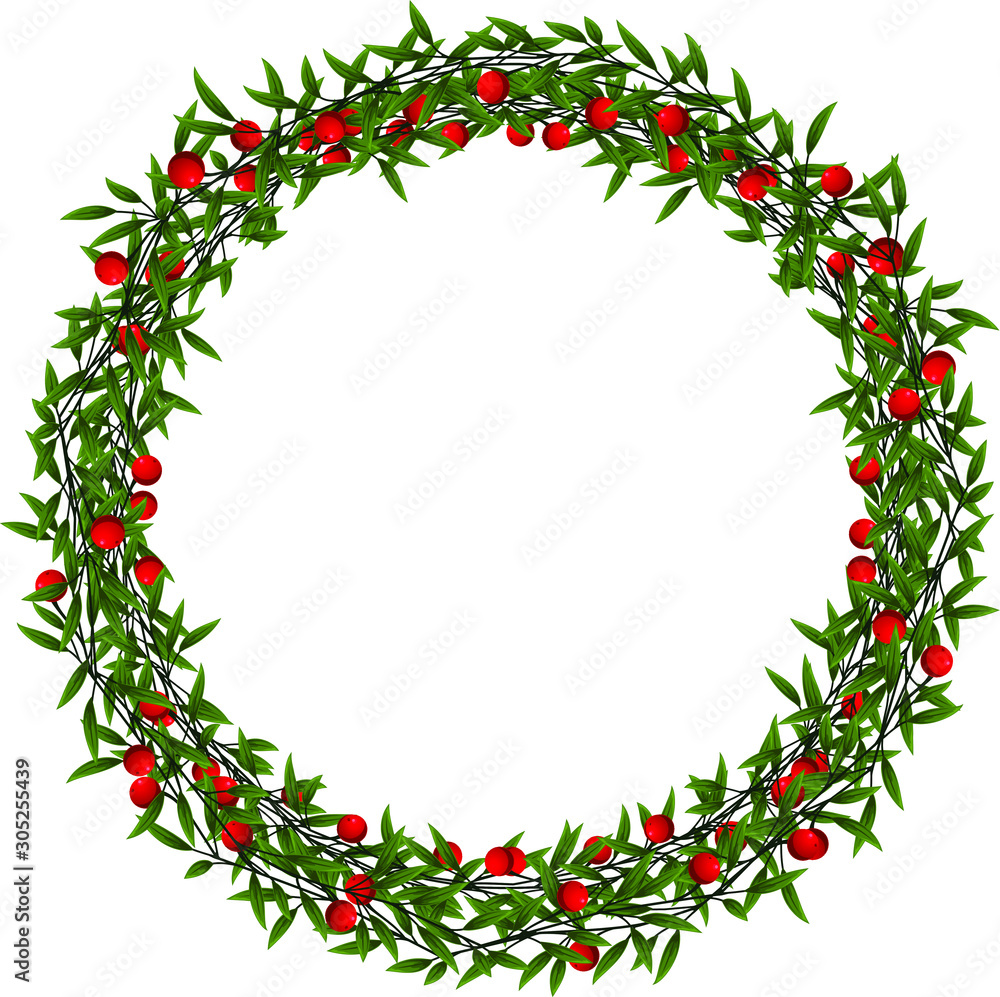 Christmas wreath element created in vector. Vector layout with copy space. Christmas wreath element created in vector. Vector layout with copy space.