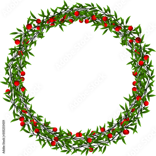 Christmas wreath element created in vector. Vector layout with copy space. © askpdesigns