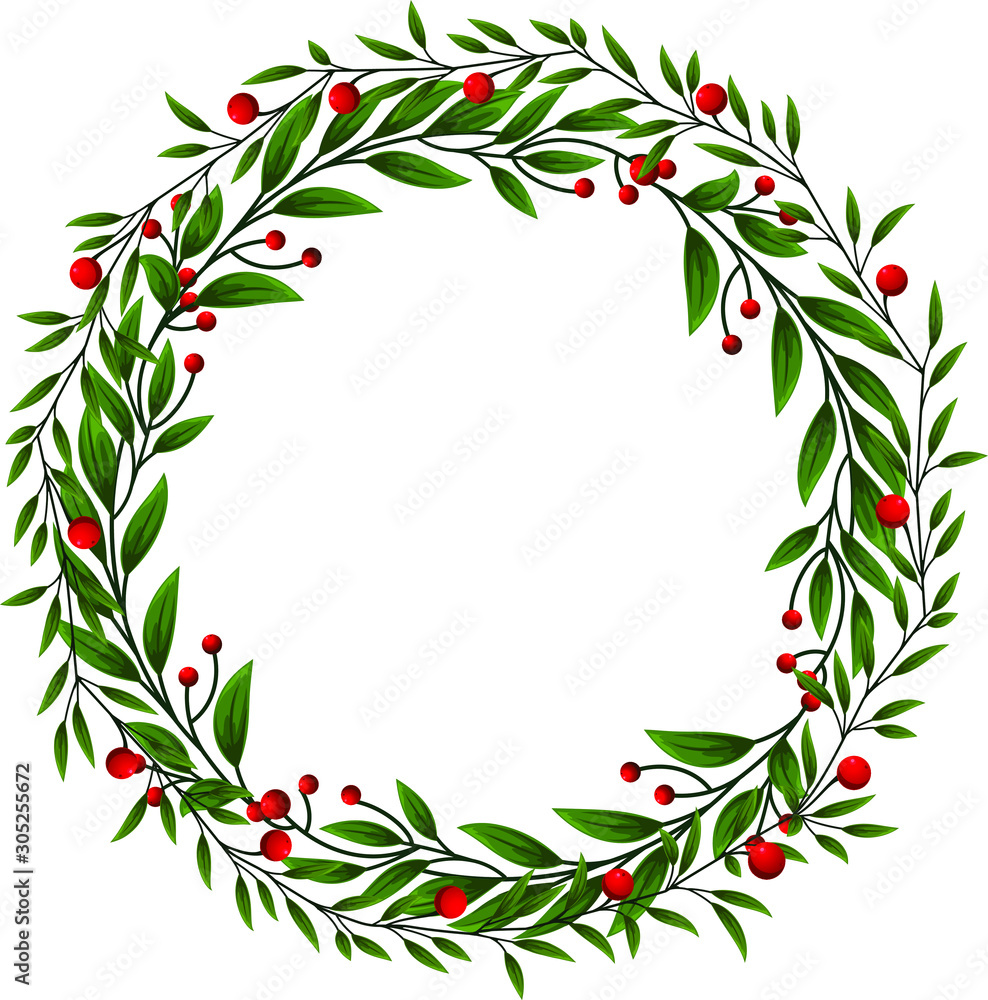 Naklejka premium Christmas wreath element created in vector. Vector layout with copy space.