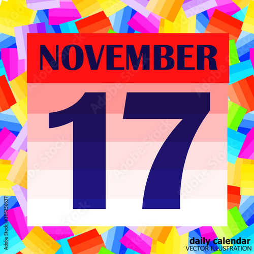 November 17 icon. For planning important day. Banner for holidays and special days. Seventeenth of november icon. Vector Illustration.
