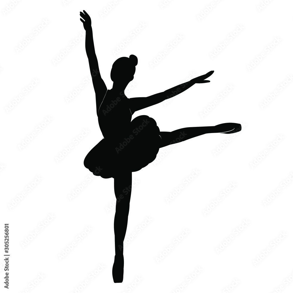  isolated, silhouette of a dancing ballerina