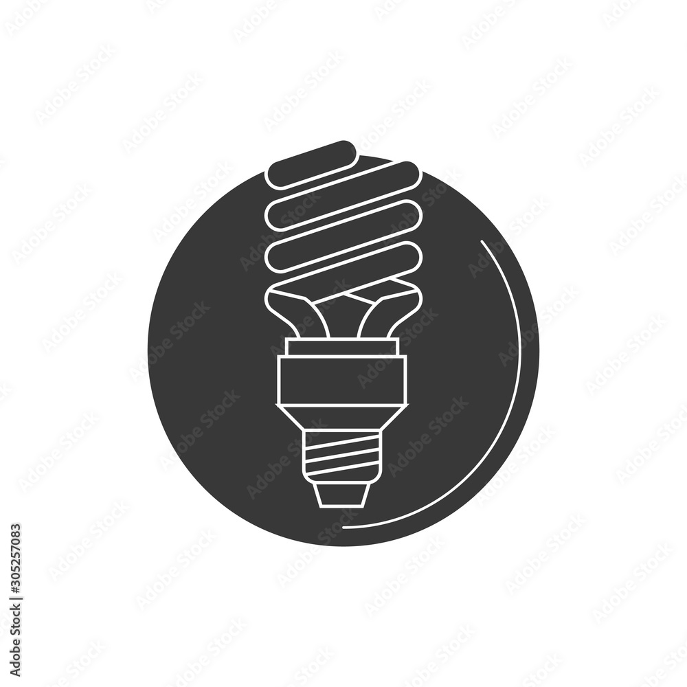 Vector energy saving fluorescent light bulb button. Stock Vector illustration isolated on white background. Vector energy saving fluorescent light bulb button. Stock Vector illustration isolated on white background.