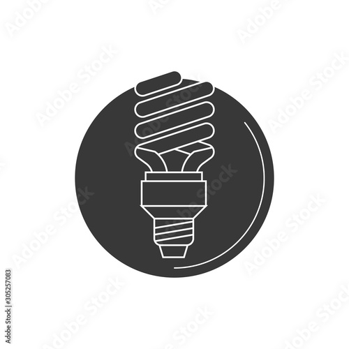 Vector energy saving fluorescent light bulb button. Stock Vector illustration isolated on white background.