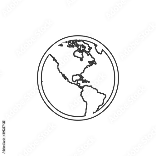 Vector Planet Earth Icon Symbol. Stock Vector illustration isolated on white background.
