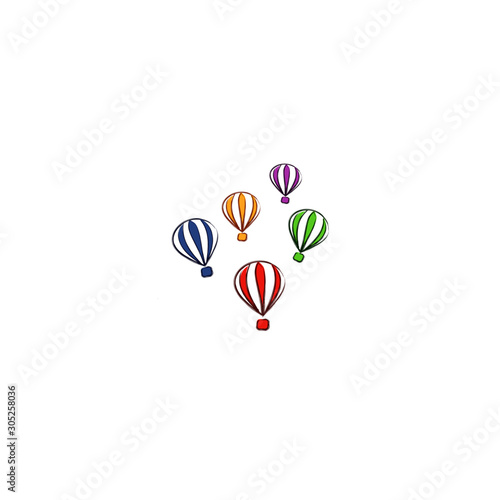 The five colors balloon in flight