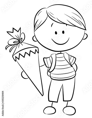 Junge mit Schultüte - Vektor-Illustration