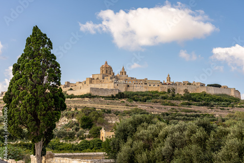 view of the ancient town mdina, malta island
