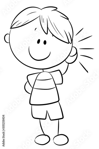 Junge hört aufmerksam zu - Vektor-Illustration