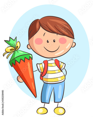 Junge mit Schultüte - Vektor-Illustration