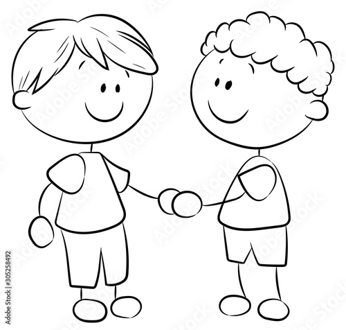 Kinder reichen sich die Hand - Vektor-Illustration