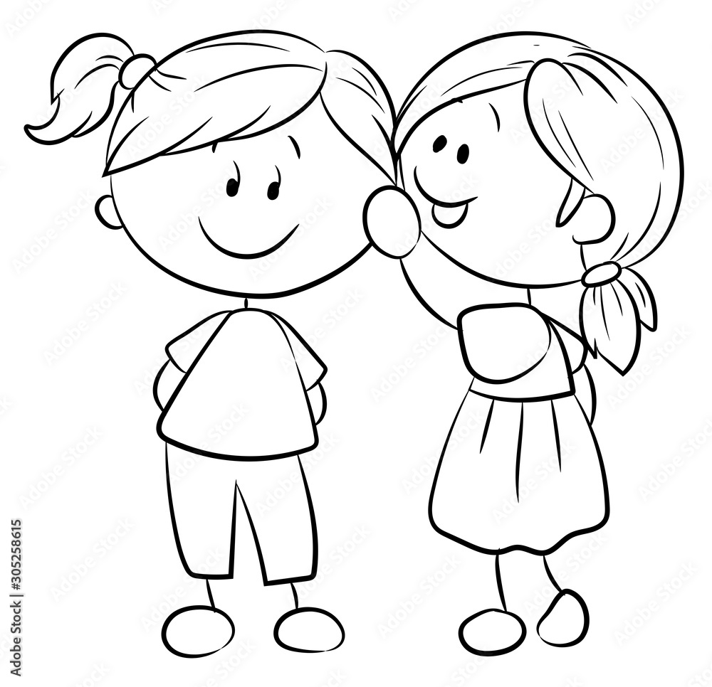Flüsternde Mädchen - Vektor-Illustration Flüsternde Mädchen - Vektor-Illustration