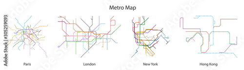 Map of subway vector black set icon.Vector illustration line metro on white background.Isolated icon city of map subway. photo