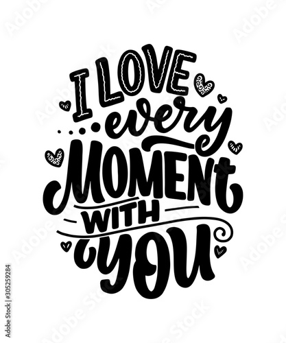 Card with slogan about love in beautiful style. Vector abstract lettering composition. Trendy graphic design for print. Motivation poster. Calligraphy text for Valentine's Day.