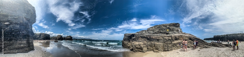 Panoramic View Of The Beaches At Praia Das Catedrais, Spain Panoramic View Of The Beaches At Praia Das Catedrais, Spain