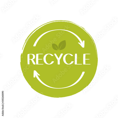Recycle label sticker. Zero waste, environment protection. Vector graphic design
