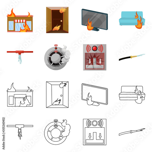 Vector design of firefighters and fire icon. Collection of firefighters and rescue vector icon for stock.