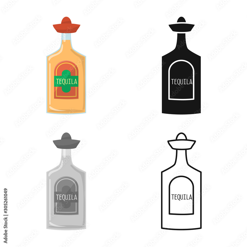Isolated object of bottle and tequila icon. Graphic of bottle and glass vector icon for stock. Isolated object of bottle and tequila icon. Graphic of bottle and glass vector icon for stock.