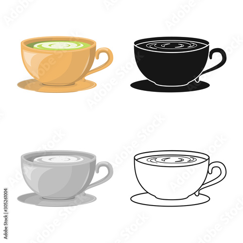 Isolated object of tea and green sign. Web element of tea and fresh vector icon for stock.