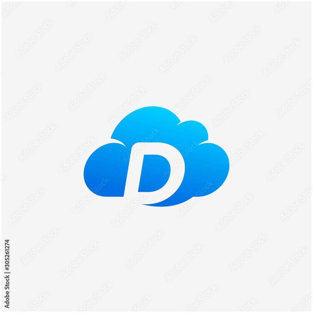 initial letter D negative space in Sky Cloud, Technology Hosting Domain BlockChain Server Logo Design - Vector initial letter D negative space in Sky Cloud, Technology Hosting Domain BlockChain Server Logo Design - Vector