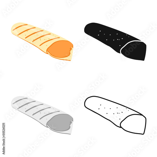 Vector design of pita and pancake sign. Graphic of pita and roll vector icon for stock.
