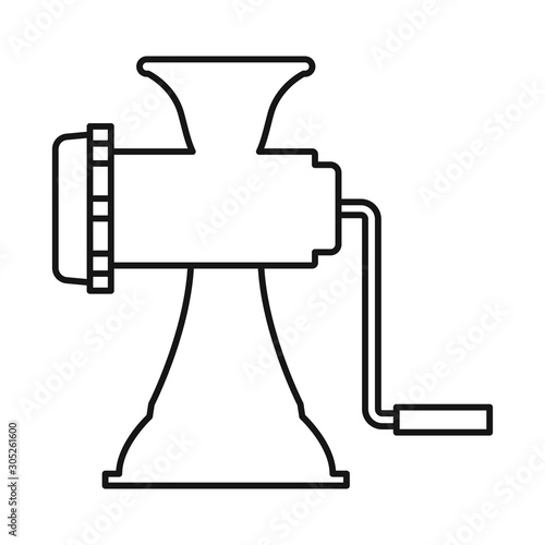 Vector illustration of meat and grinder icon. Graphic of meat and handle stock vector illustration.