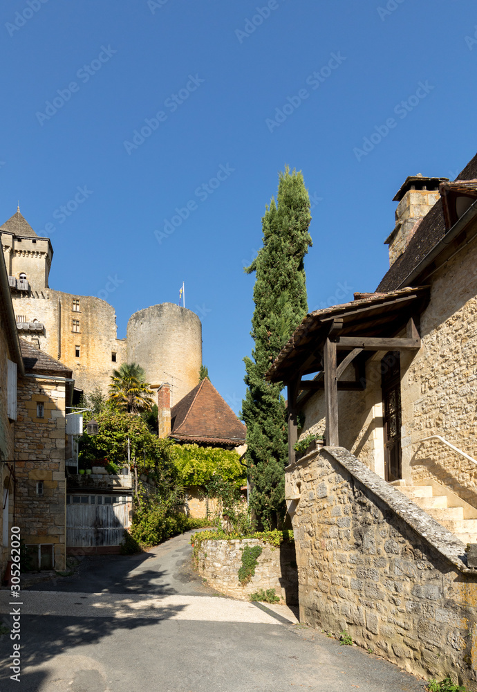 Village around Castelnaud-la-chapelle castle in Dordogne valley, Perigord Noir, France