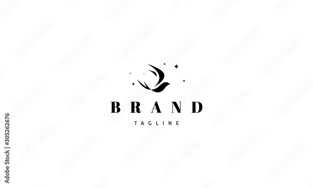 Fototapeta premium Vector black logo on which an abstract image of a flying swallow.