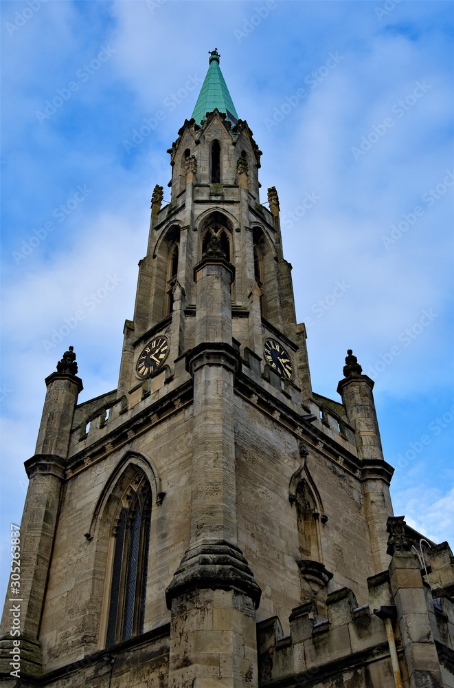 The central spire at Powerhouse Christ Church, Doncaster, South Yorkshire