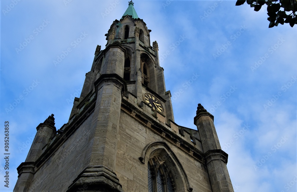 The spire and turrets of the Powerhouse Christ Church, Doncaster, SOuth Yorkshire