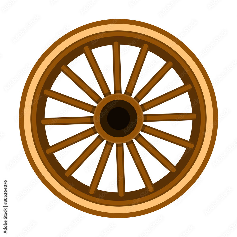 Wheel of cart vector icon.Cartoon vector icon isolated on white