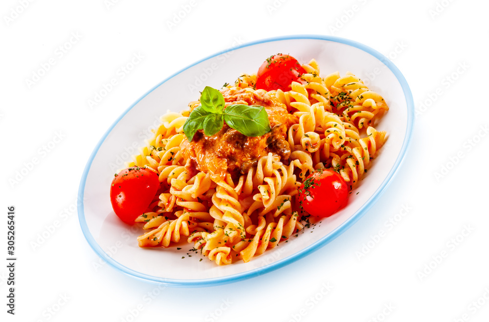 Pasta fusilli with pesto and vegetables Pasta fusilli with pesto and vegetables