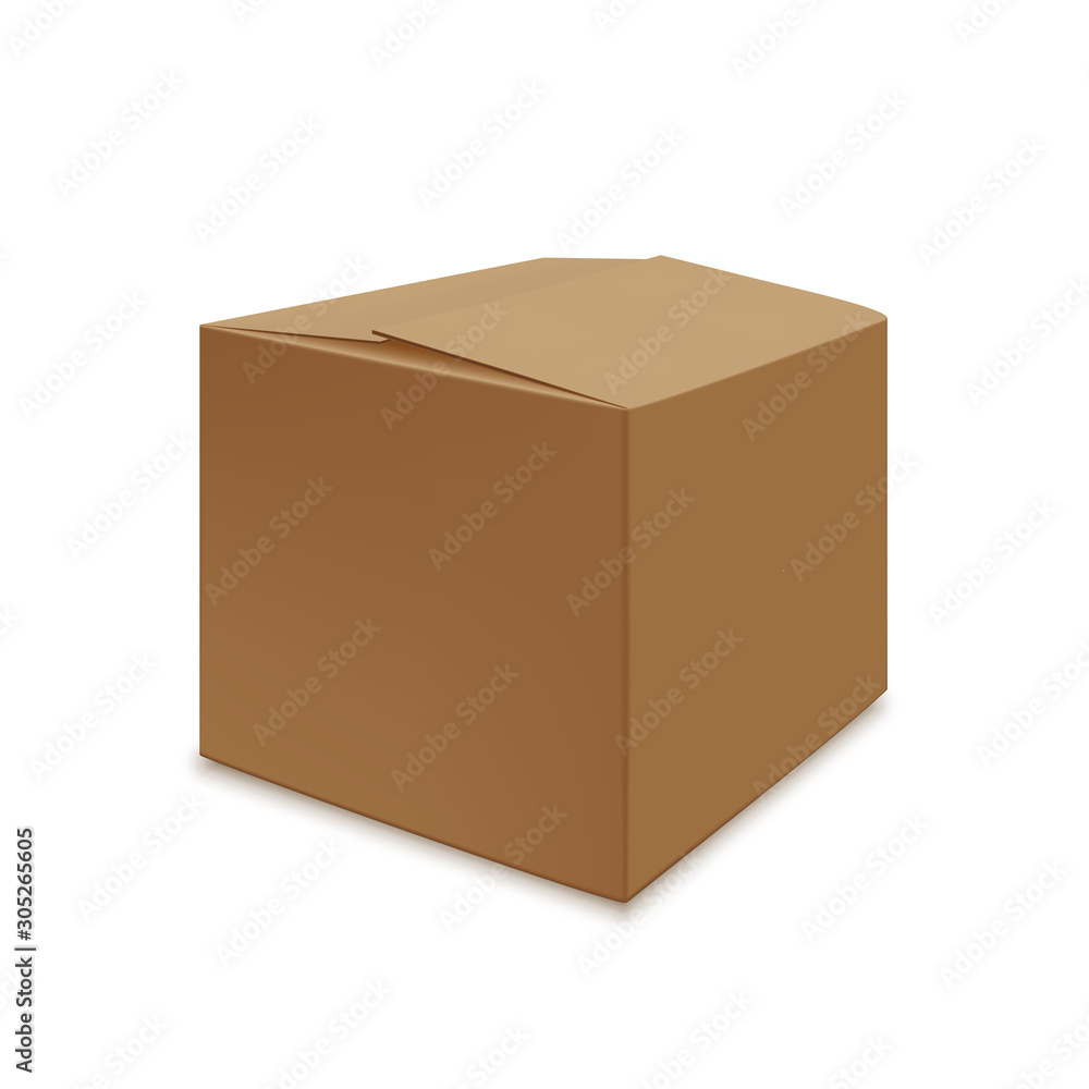 Fototapeta premium Realistic brown carton close box