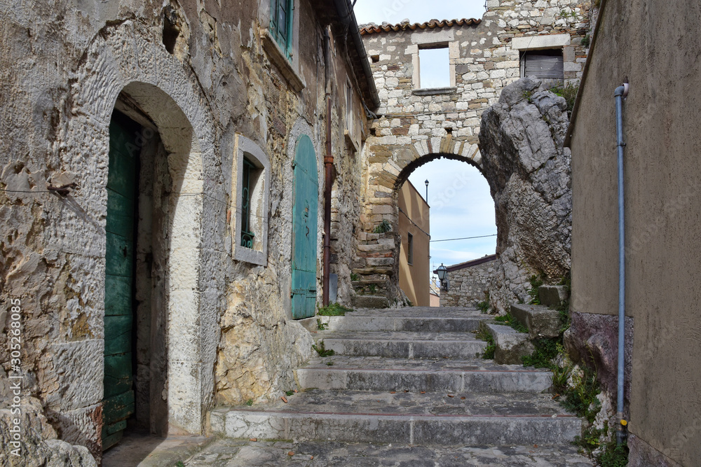 Naklejka premium Bagnoli del Trigno, Italy, 11/23/2019. A tourist trip to a mountain village in the Molise region, Italy