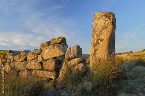 Rocks on the hill near Wistman's Wood in Dartmoor National Park, Devon photo