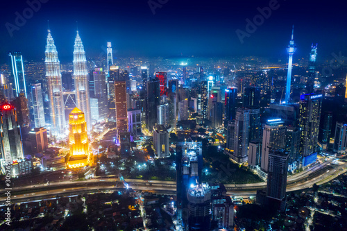 Petronas twin towers and KL Tower buildings