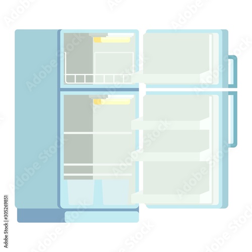 Fridge in cartoon style. Open and closed refrigerator. Vector illustration.