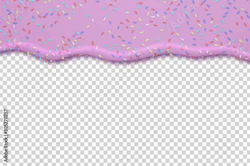 Vector realistic isolated donut glaze drips for template decoration and covering on the transparent background.
