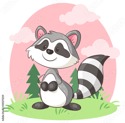 Niedlicher Waschbär - Vektor-Illustration