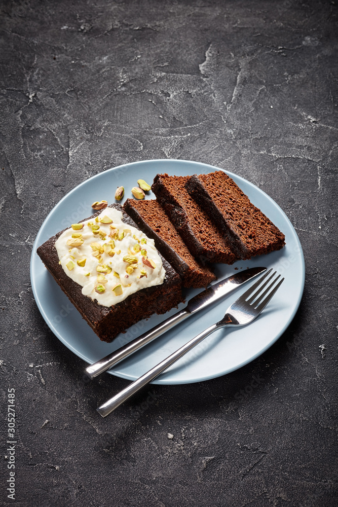 Dark Molasses Gingerbread Cake on a plate Stock Photo Adobe Stock