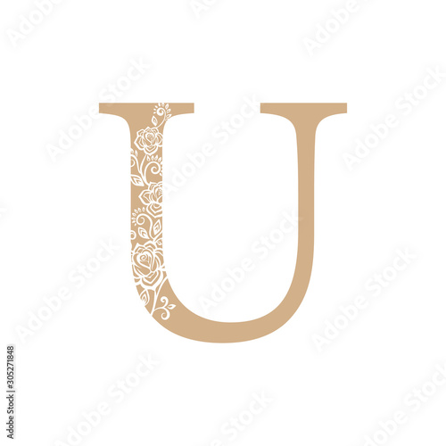 vector illustration flower Initial letter luxury beauty flourishes ornament monogram wedding icon logo vintage