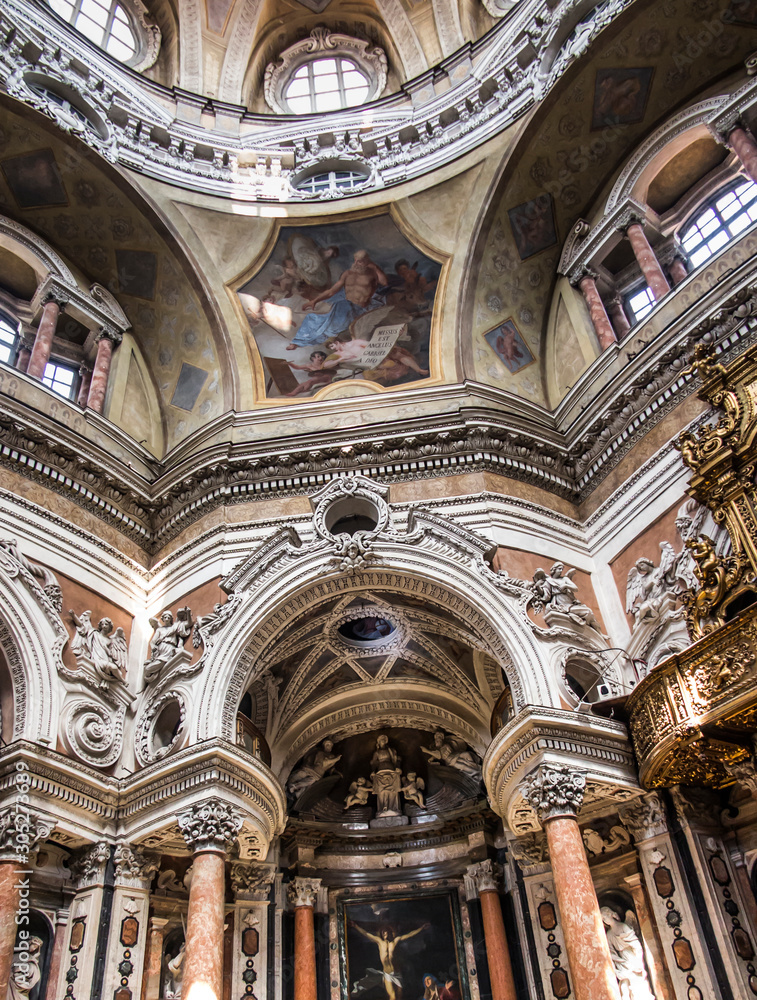 Turin, Italy, 27 June 2019: Royal Church of Saint. Wawrzyniec in Turin,