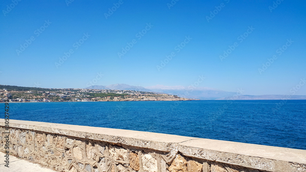 Embankment and sea in Rethymnon on Crete